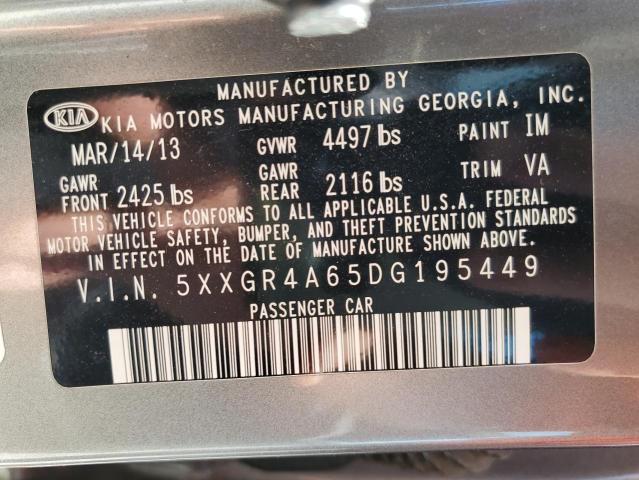 Photo 10 from auction – 2013 KIA OPTIMA SX with VIN 5XXGR4A65DG195449