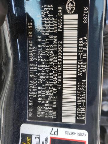 Photo 10 from auction – 2012 TOYOTA CAMRY HYBR with VIN 4T1BD1FK9CU009672