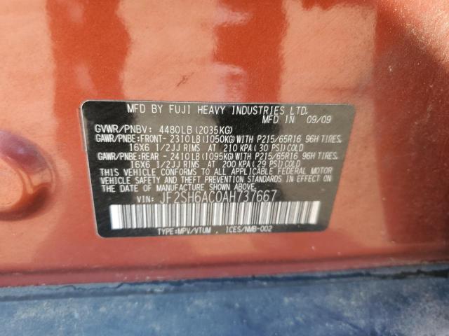 Photo 10 from auction – 2010 SUBARU FORESTER 2 with VIN JF2SH6AC0AH737667