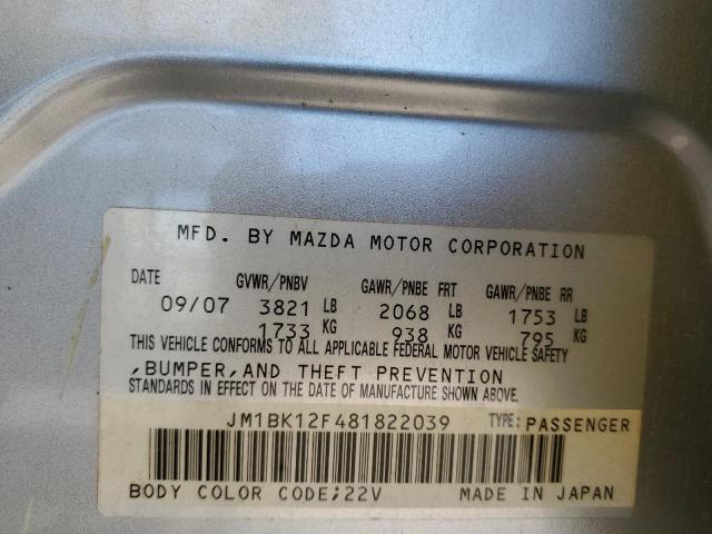 Photo 10 from auction – 2008 MAZDA 3 I with VIN JM1BK12F481822039