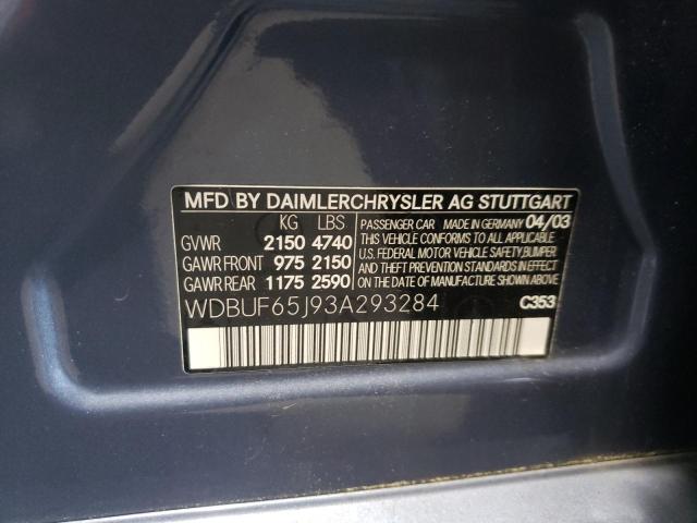 Zdjęcie 10 z aukcji – 2003 MERCEDES-BENZ E 320 z VIN WDBUF65J93A293284