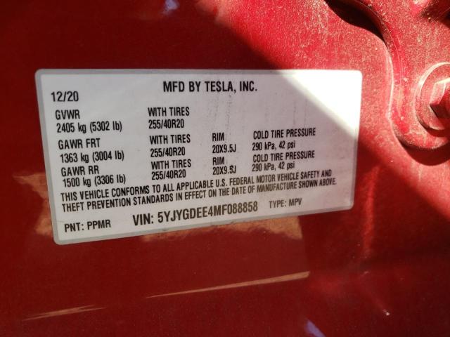 Фото 10 с аукциона – 2021 TESLA MODEL Y с VIN 5YJYGDEE4MF088858