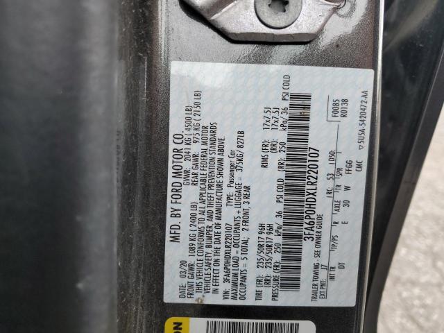 Photo 10 from auction – 2020 FORD FUSION with VIN 3FA6P0HDXLR220107