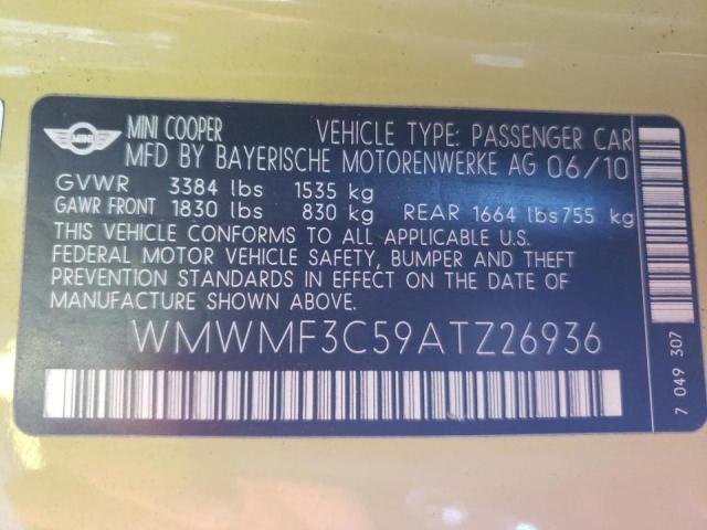 Photo 10 from auction – 2010 MINI COOPER with VIN WMWMF3C59ATZ26936