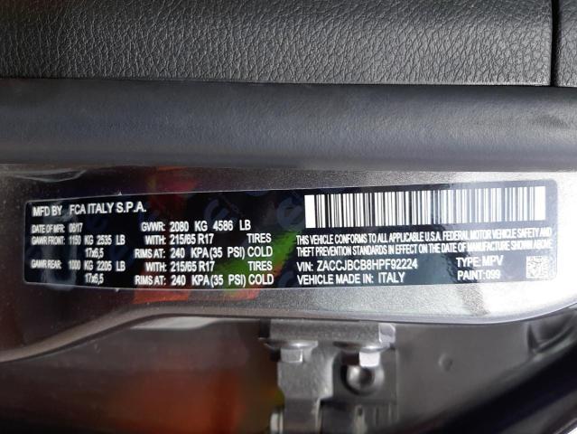 Photo 10 from auction – 2017 JEEP RENEGADE T with VIN ZACCJBCB8HPF92224