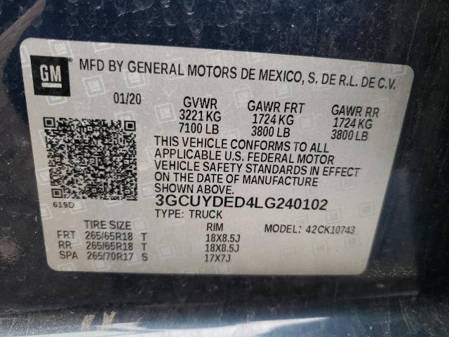 Photo 10 from auction – 2020 CHEVROLET SILVERADO with VIN 3GCUYDED4LG240102