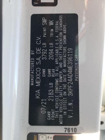 Photo 10 from auction – 2021 KIA FORTE FE with VIN 3KPF24AD4ME396119