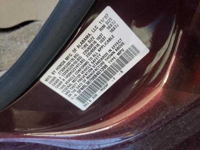 Photo 10 from auction – 2008 HONDA ODYSSEY EX with VIN 5FNRL38708B401398