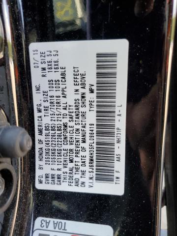 Photo 10 from auction – 2015 HONDA CR-V LX with VIN 5J6RM4H35FL096419
