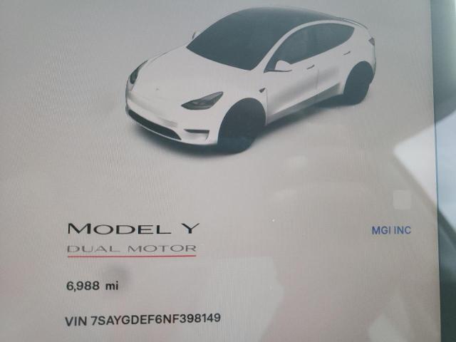 Photo 8 from auction – 2022 TESLA MODEL Y with VIN 7SAYGDEF6NF398149