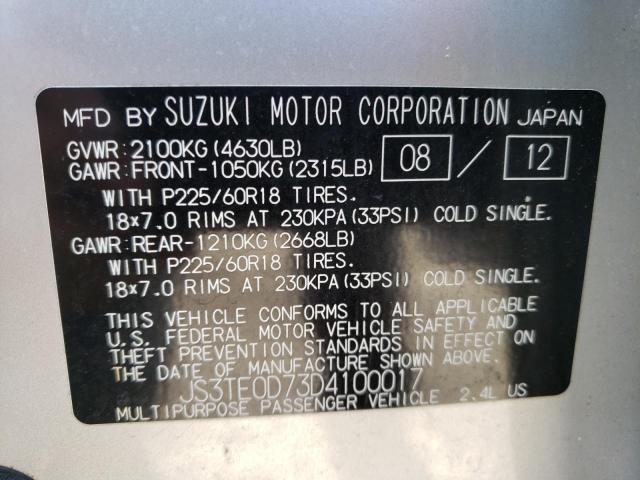 Photo 10 from auction – 2013 SUZUKI GRAND VITA with VIN JS3TE0D73D4100017