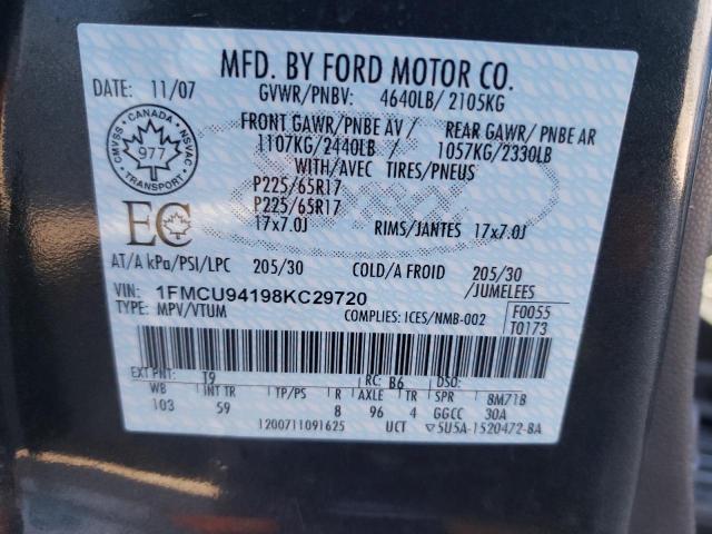 Photo 10 from auction – 2008 FORD ESCAPE LIM with VIN 1FMCU94198KC29720