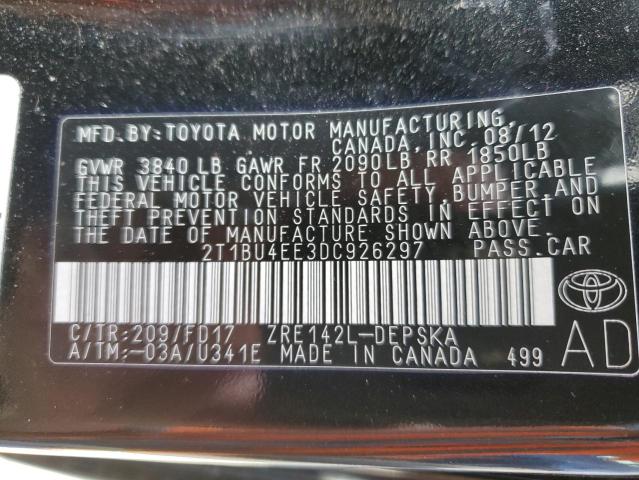 Photo 10 from auction – 2013 TOYOTA COROLLA BA with VIN 2T1BU4EE3DC926297