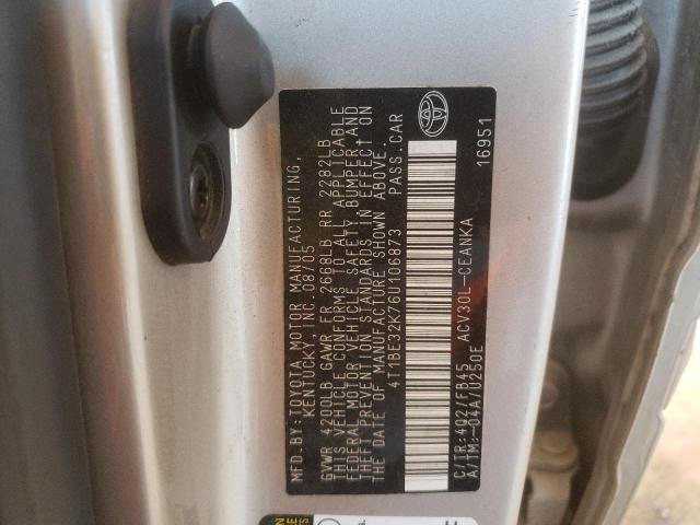 Photo 10 from auction – 2006 TOYOTA CAMRY LE with VIN 4T1BE32K76U106873