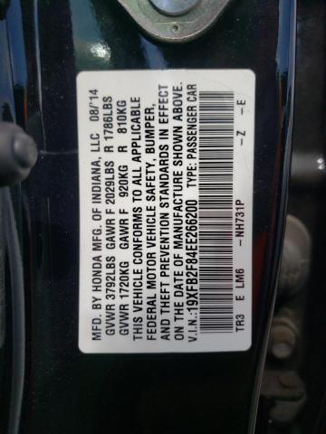 Photo 10 from auction – 2014 HONDA CIVIC EX with VIN 19XFB2F84EE266200
