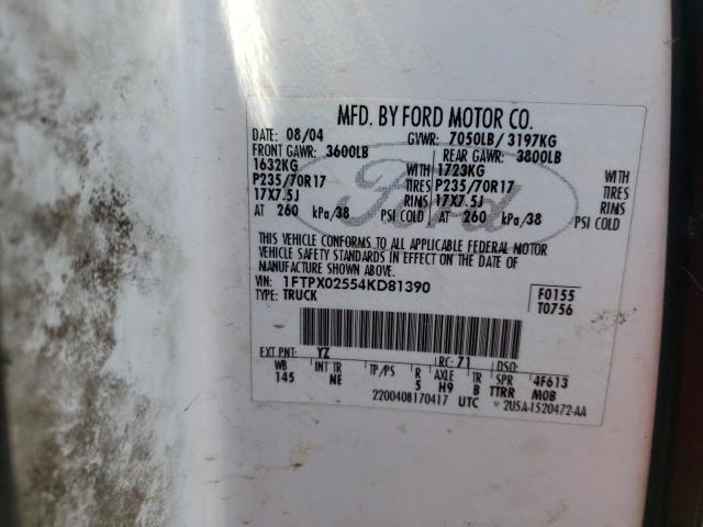 Photo 10 from auction – 2004 FORD F150 with VIN 1FTPX02554KD81390