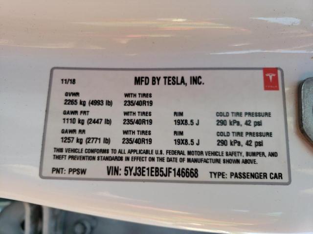 Photo 10 from auction – 2018 TESLA MODEL 3 with VIN 5YJ3E1EB5JF146668