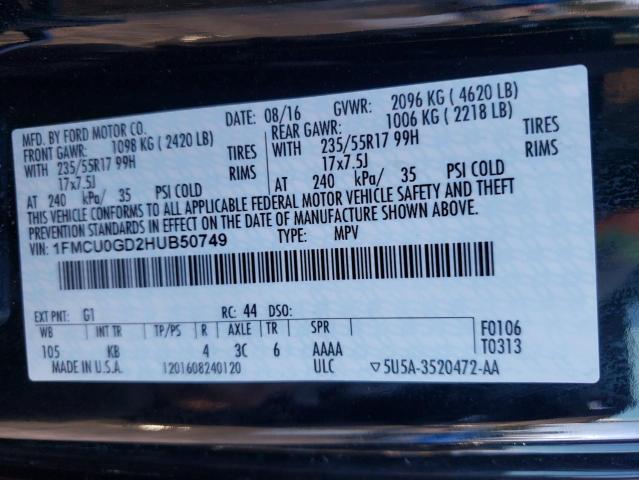 Photo 10 from auction – 2017 FORD ESCAPE SE with VIN 1FMCU0GD2HUB50749