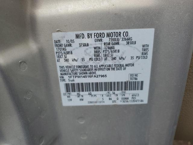 Photo 10 from auction – 2006 FORD F150 SUPER with VIN 1FTPW14516FA27965