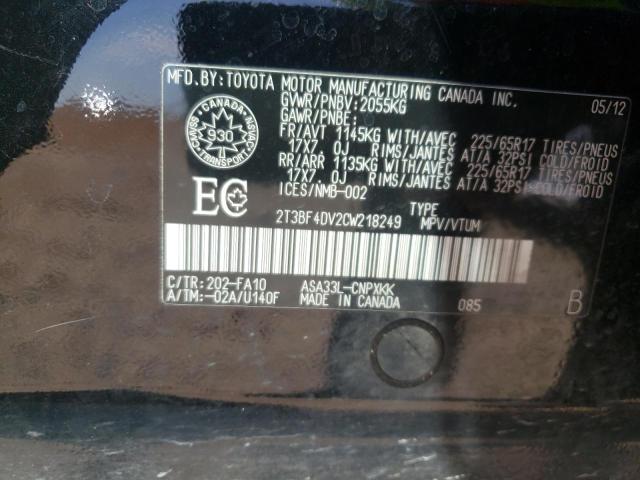 Photo 10 from auction – 2012 TOYOTA RAV4 with VIN 2T3BF4DV2CW218249