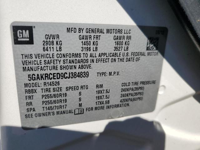 Photo 10 from auction – 2012 BUICK ENCLAVE with VIN 5GAKRCED9CJ384839
