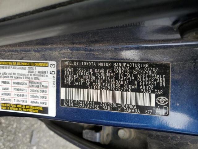 Photo 10 from auction – 2007 TOYOTA COROLLA CE with VIN 2T1BR32E27C787736