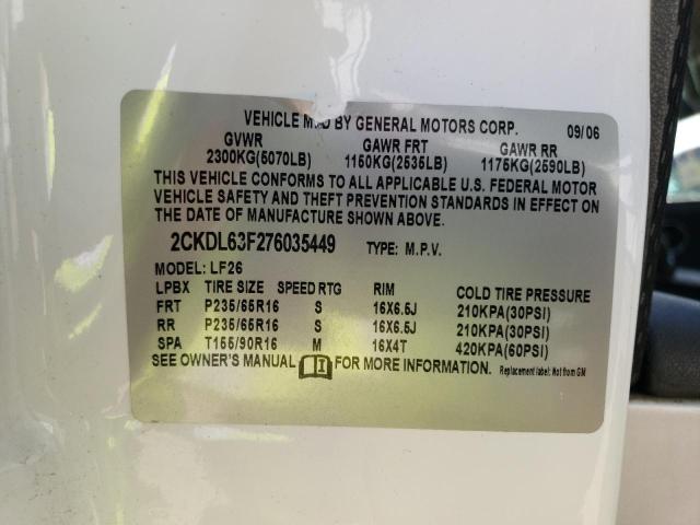 Photo 10 from auction – 2007 PONTIAC TORRENT with VIN 2CKDL63F276035449