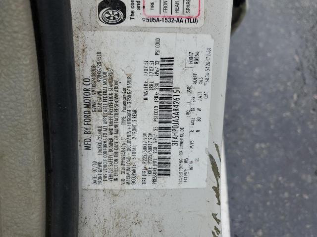 Photo 10 from auction – 2010 FORD FUSION SEL with VIN 3FAHP0JA5AR426151