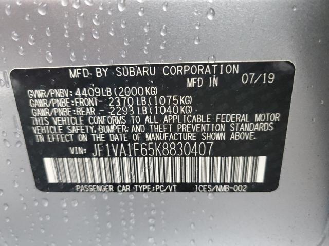 Photo 10 from auction – 2019 SUBARU WRX PREMIU with VIN JF1VA1F65K8830407