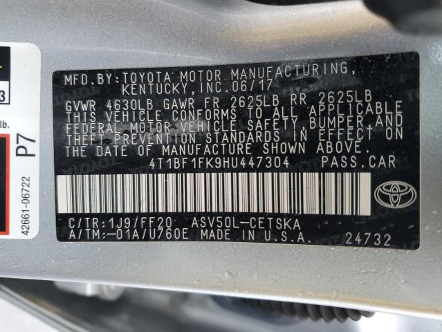 Photo 10 from auction – 2017 TOYOTA CAMRY LE with VIN 4T1BF1FK9HU447304