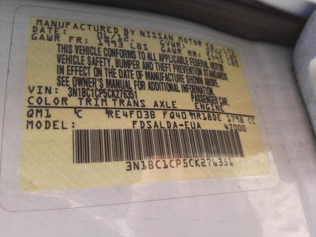 Photo 10 from auction – 2012 NISSAN VERSA S with VIN 3N1BC1CP5CK276351