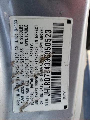 Photo 10 from auction – 2003 HONDA CR-V LX with VIN JHLRD78433C050523
