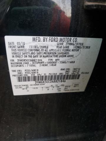 Photo 10 from auction – 2010 FORD FLEX SEL with VIN 2FMGK5CC2ABB21846