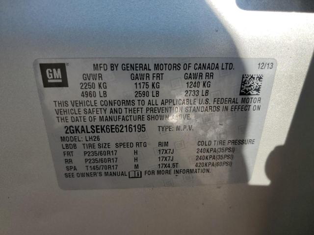 Photo 10 from auction – 2014 GMC TERRAIN SL with VIN 2GKALSEK6E6216195