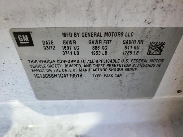 Photo 10 from auction – 2012 CHEVROLET SONIC LT with VIN 1G1JC5SH1C4179618