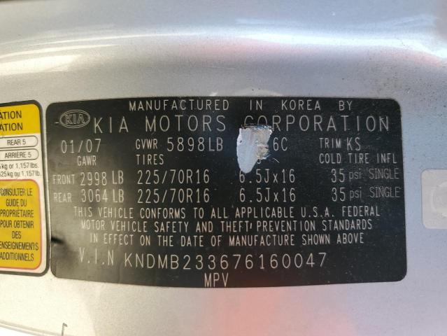 Photo 10 from auction – 2007 KIA SEDONA EX with VIN KNDMB233676160047