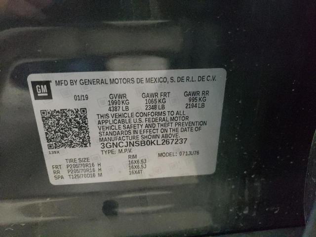 Photo 10 from auction – 2019 CHEVROLET TRAX LS with VIN 3GNCJNSB0KL267237