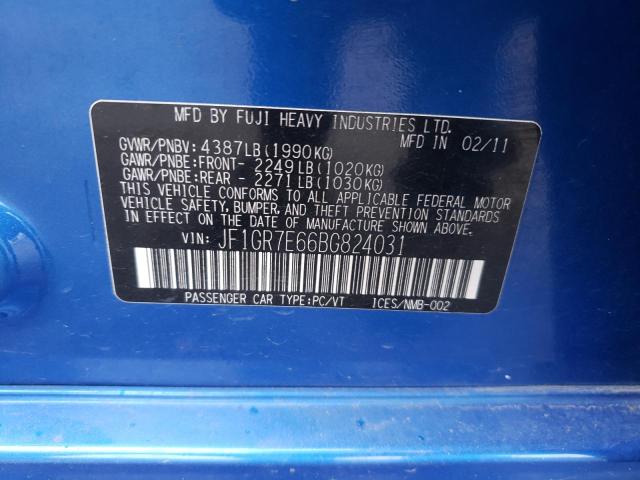 Photo 10 from auction – 2011 SUBARU IMPREZA WR with VIN JF1GR7E66BG824031