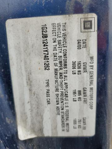Photo 10 from auction – 2000 PONTIAC SUNFIRE SE with VIN 1G2JB1241Y7401262