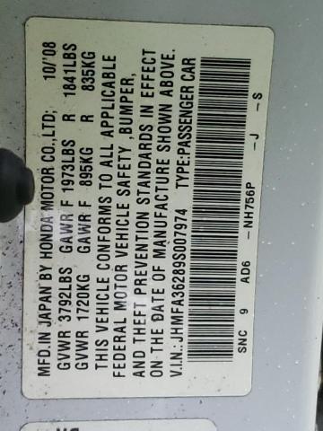 Photo 10 from auction – 2009 HONDA CIVIC HYBR with VIN JHMFA36289S007974