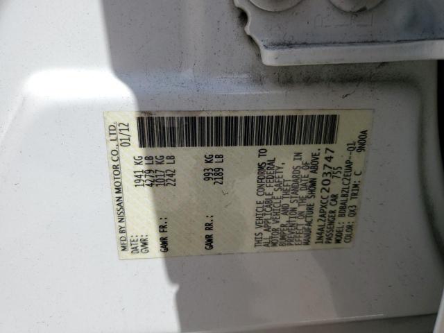Photo 10 from auction – 2012 NISSAN ALTIMA BAS with VIN 1N4AL2APXCC203747