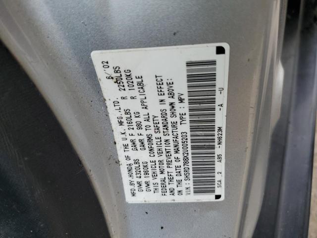 Photo 10 from auction – 2002 HONDA CR-V EX with VIN SHSRD788X2U005203