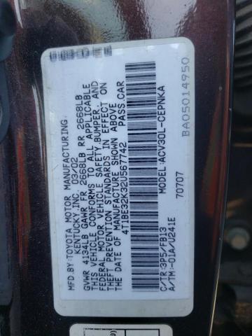 Photo 10 from auction – 2002 TOYOTA CAMRY with VIN 4T1BE32K32U567742
