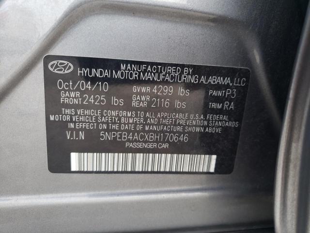 Photo 10 from auction – 2011 HYUNDAI SONATA GLS with VIN 5NPEB4ACXBH170646