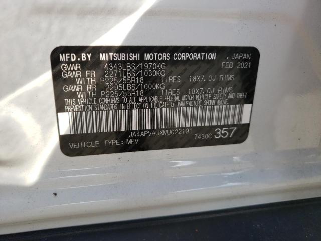 Photo 10 from auction – 2021 MITSUBISHI OUTLANDER with VIN JA4APVAUXMU022191