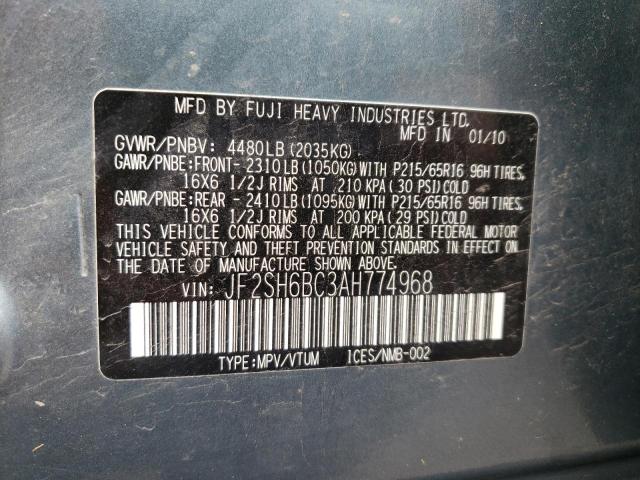 Photo 10 from auction – 2010 SUBARU FORESTER X with VIN JF2SH6BC3AH774968