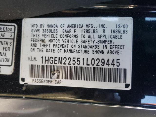 Photo 10 from auction – 2001 HONDA CIVIC LX with VIN 1HGEM22551L029445
