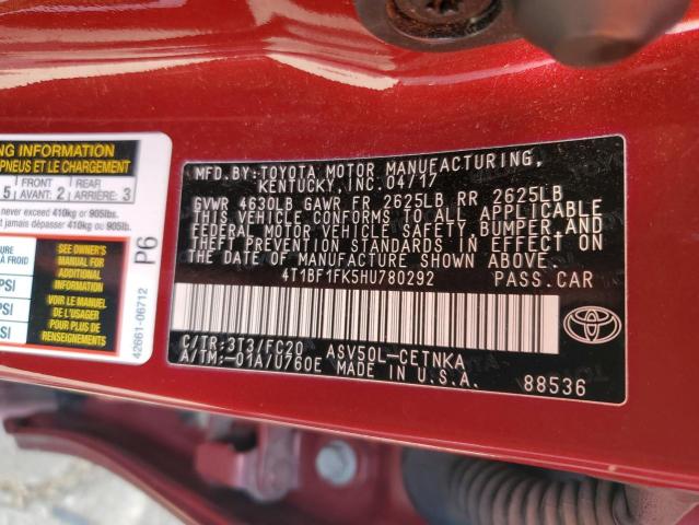Photo 10 from auction – 2017 TOYOTA CAMRY LE with VIN 4T1BF1FK5HU780292