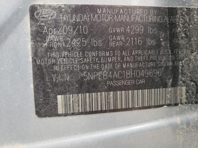 Photo 10 from auction – 2011 HYUNDAI SONATA GLS with VIN 5NPEB4AC1BH049696