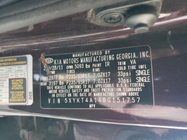 Photo 10 from auction – 2011 KIA SORENTO BA with VIN 5XYKT4A14BG151757